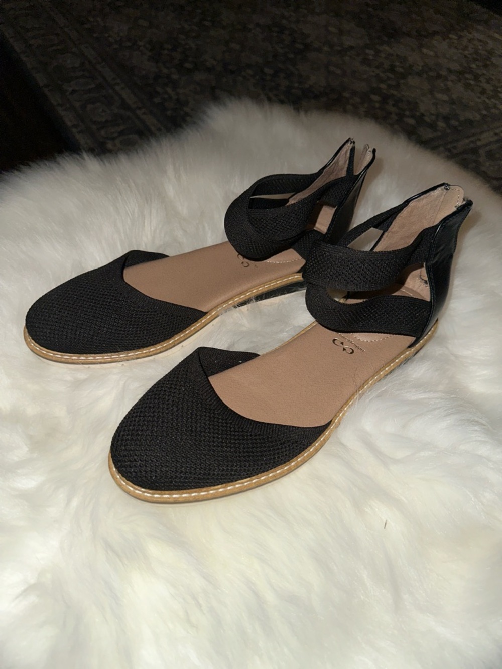 Kelly & Katie Black Espadrille Ankle-Strap Flats